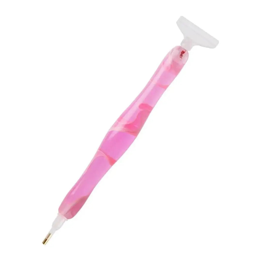 Roze ergonomische diamond painting pen met een lichtgolven patroon, getoond op een witte achtergrond.